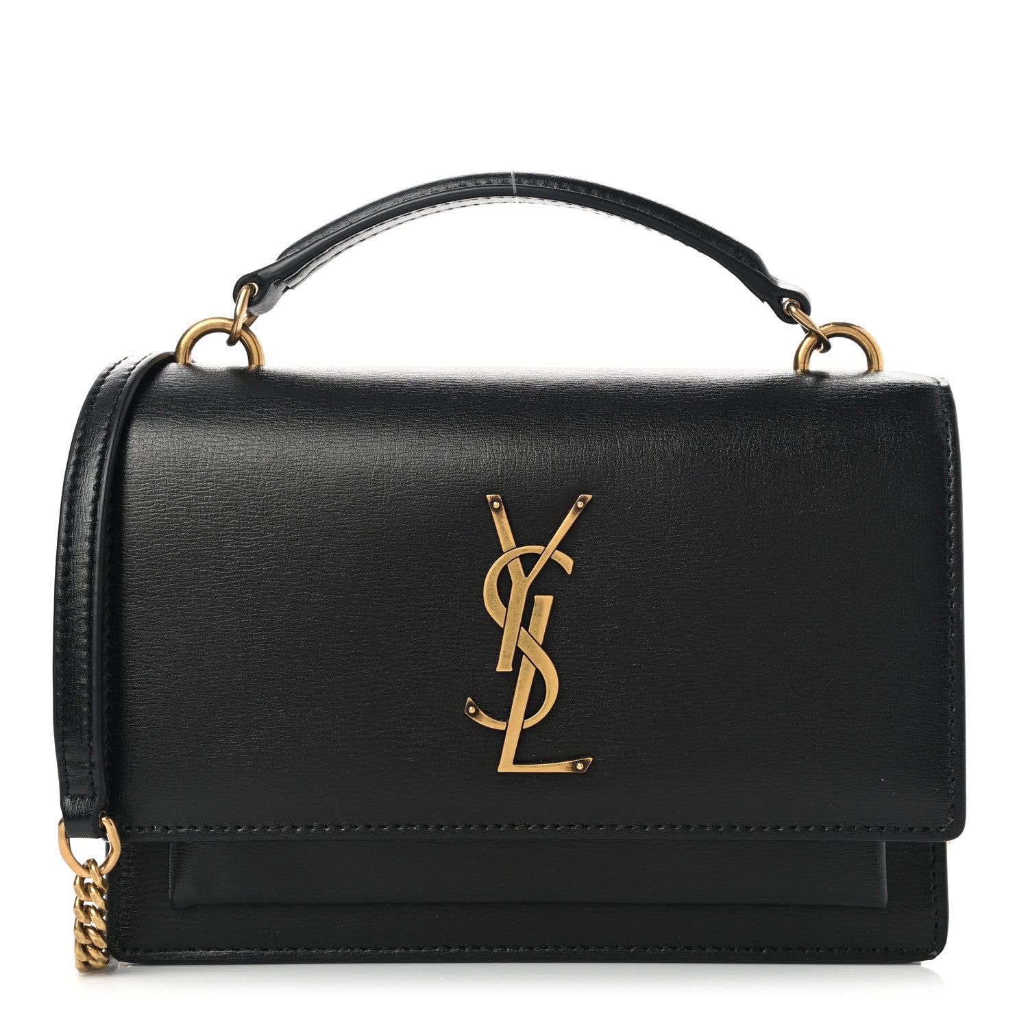 Saint Laurent Calfskin Monogram Sunset Chain Wallet Black 1 of 8
