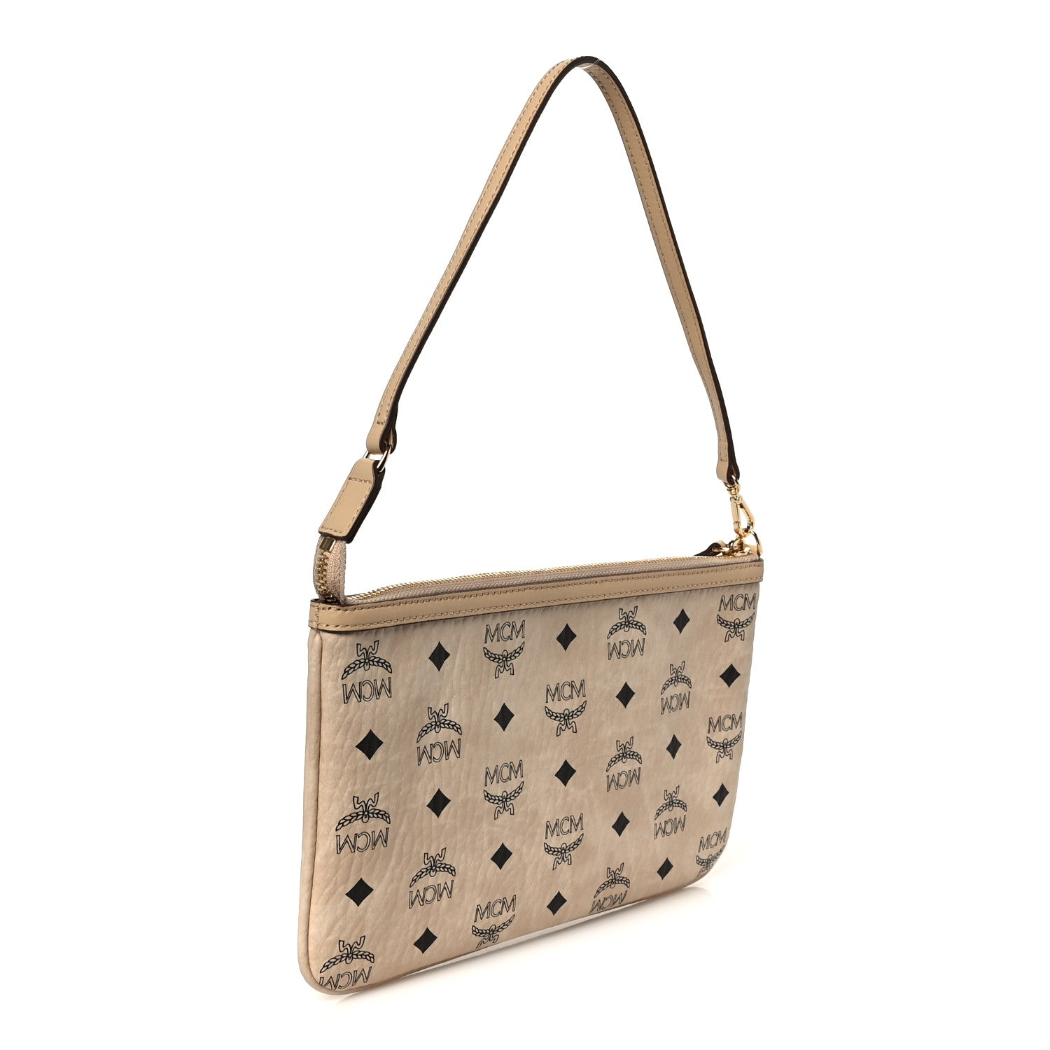 MCM Visetos Medium Pouch Beige 3 of 9