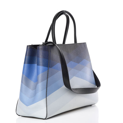 Fendi Vitello Elite Geometric Degrade Regular 2Jours Tote Blue 4 of 13