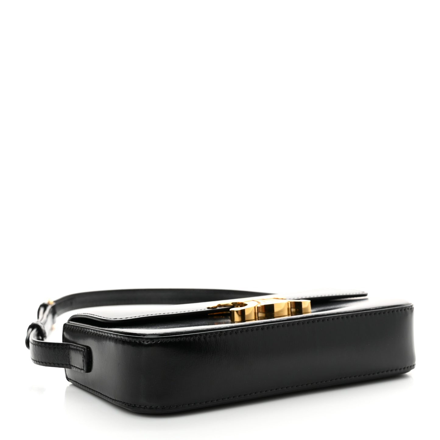 Shiny Calfskin Triomphe Shoulder Bag Black