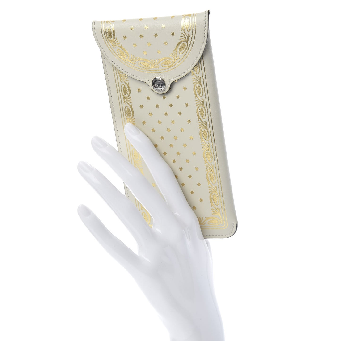 X SEGA Calfskin GUCCY Stars Sunglasses Case White Gold