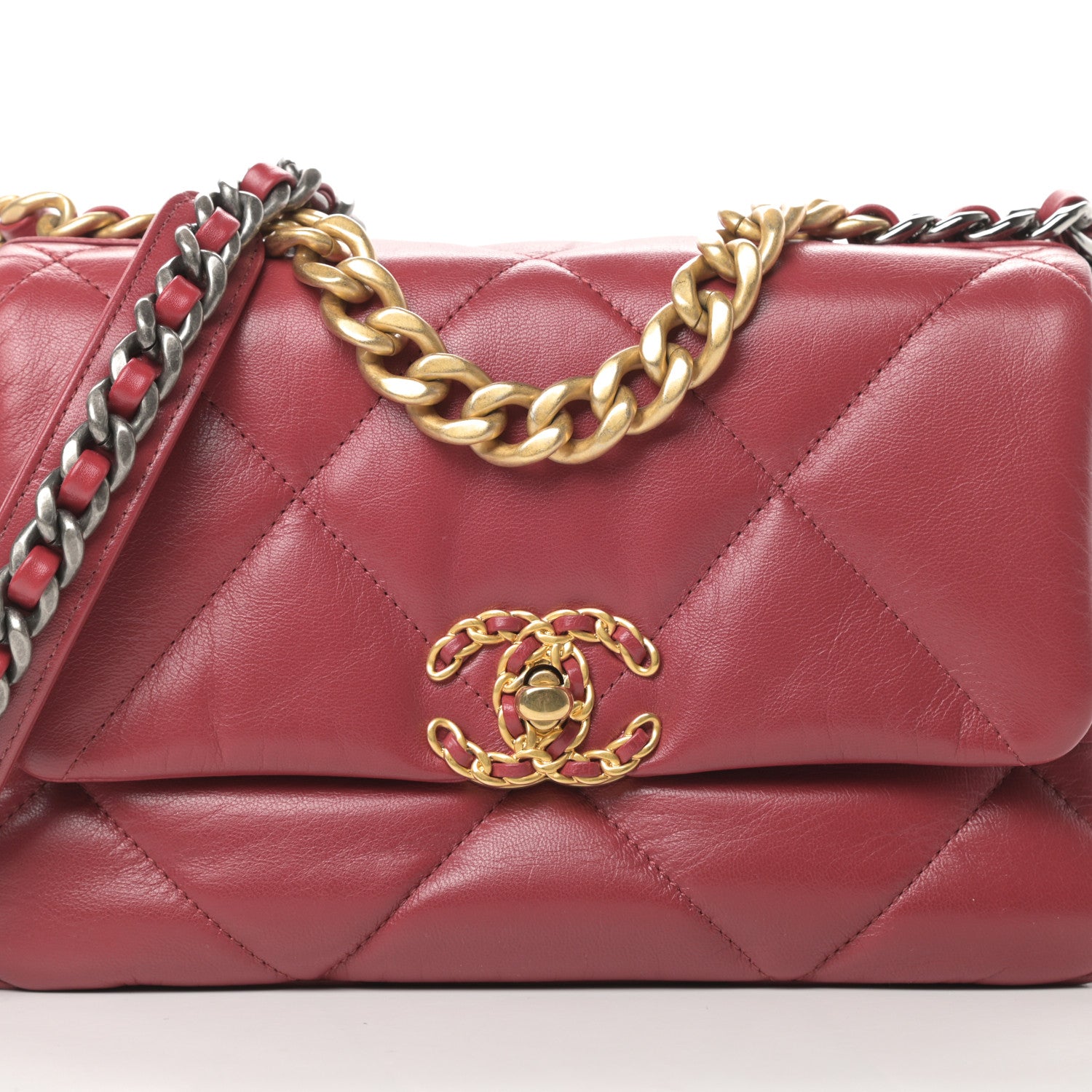 Chanel Goatskin Quilted Medium Chanel 19 Flap Red 8 of 10