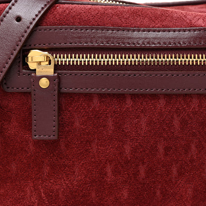 Saint Laurent Suede Monogram All Over Camera Bag Burgundy 7 of 13