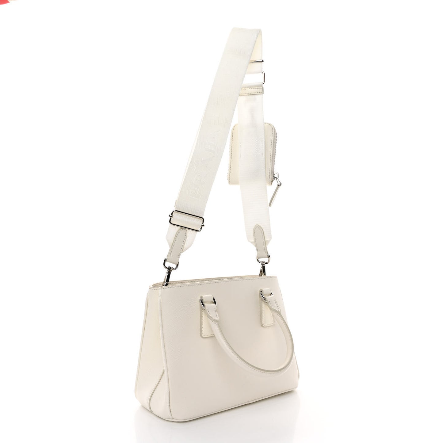 Saffiano Lux Micro Galleria Shoulder Bag White