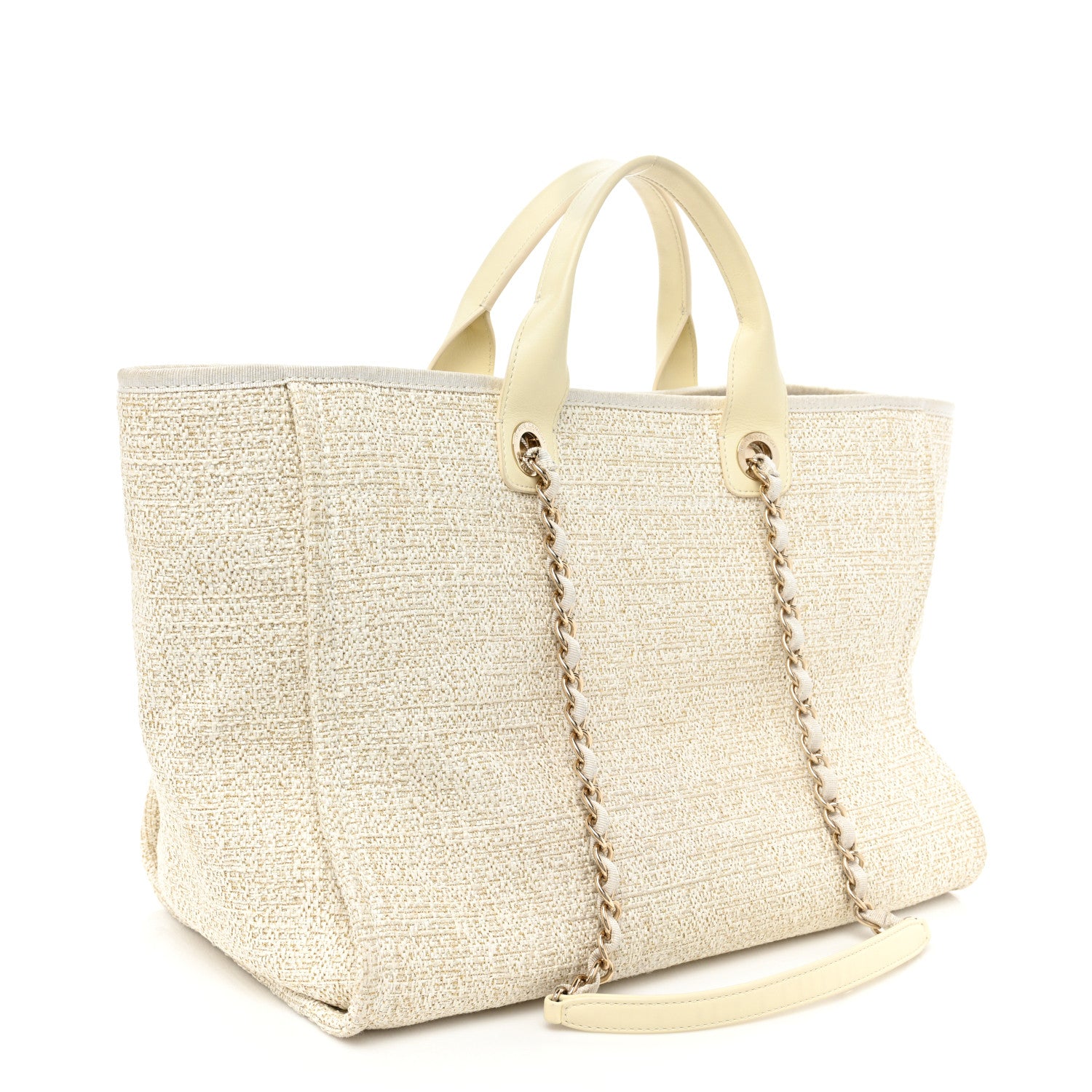 Chanel Lurex Boucle Medium Deauville Tote White 3 of 10
