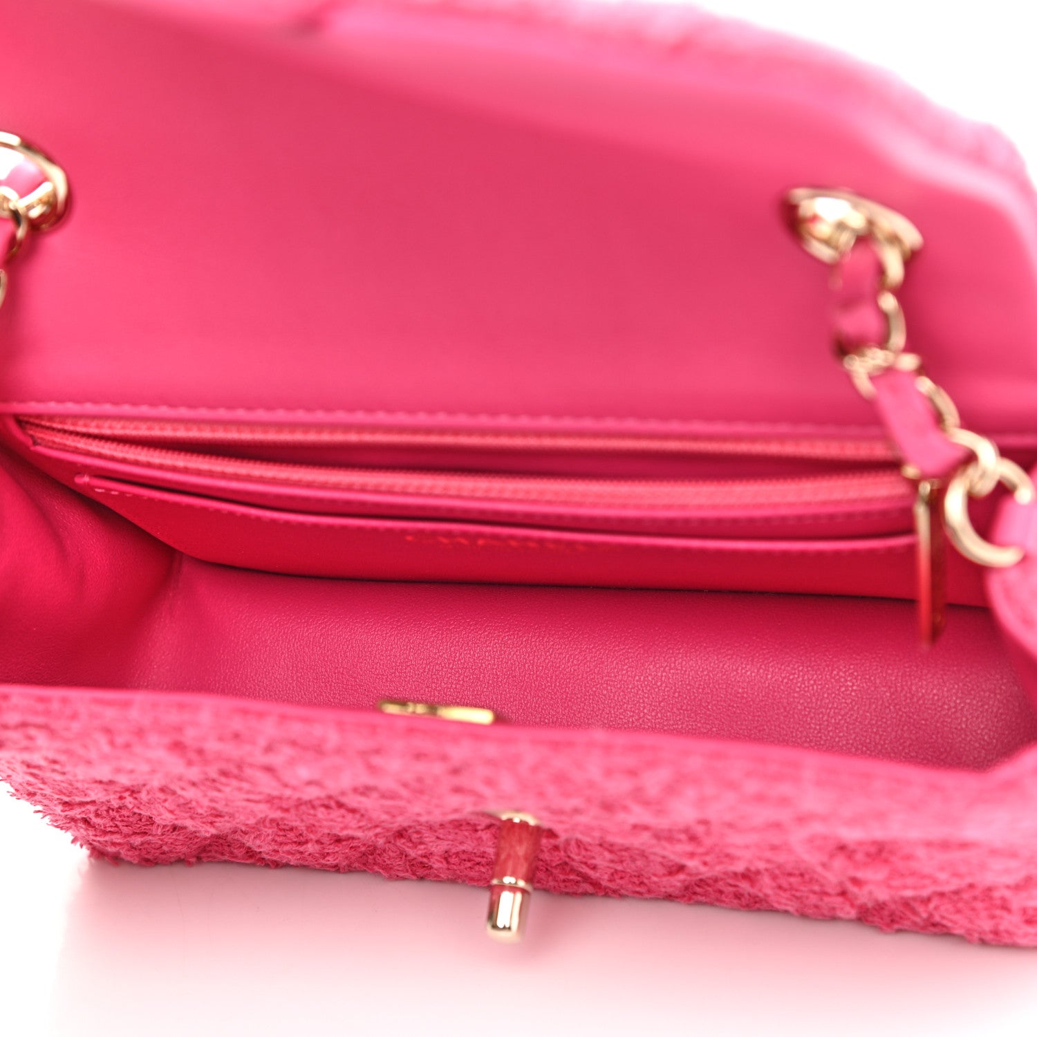 Chanel Wool Tweed Quilted Mini Rectangular Flap Dark Pink Fuchsia 5 of 10
