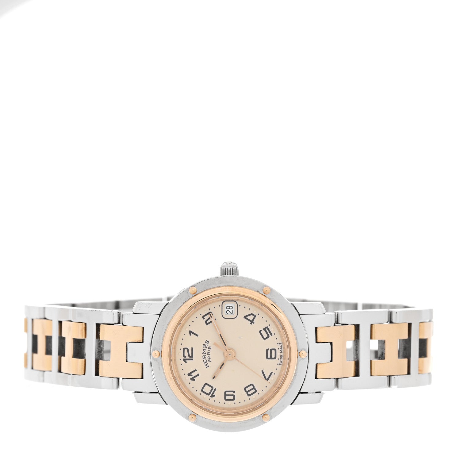 Hermes Stainless Steel 24mm Clipper Quartz Watch Gold 2 of 5