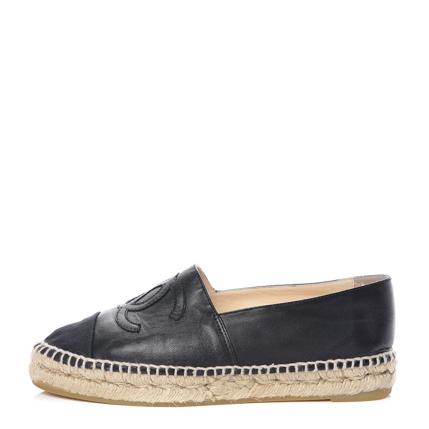Lambskin Canvas Cap Toe CC Espadrilles 37 Black