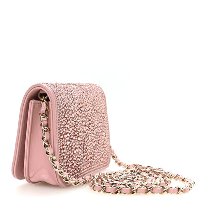 Chanel Lambskin Crystal Diamante Clutch With Chain Light Pink 2 of 11