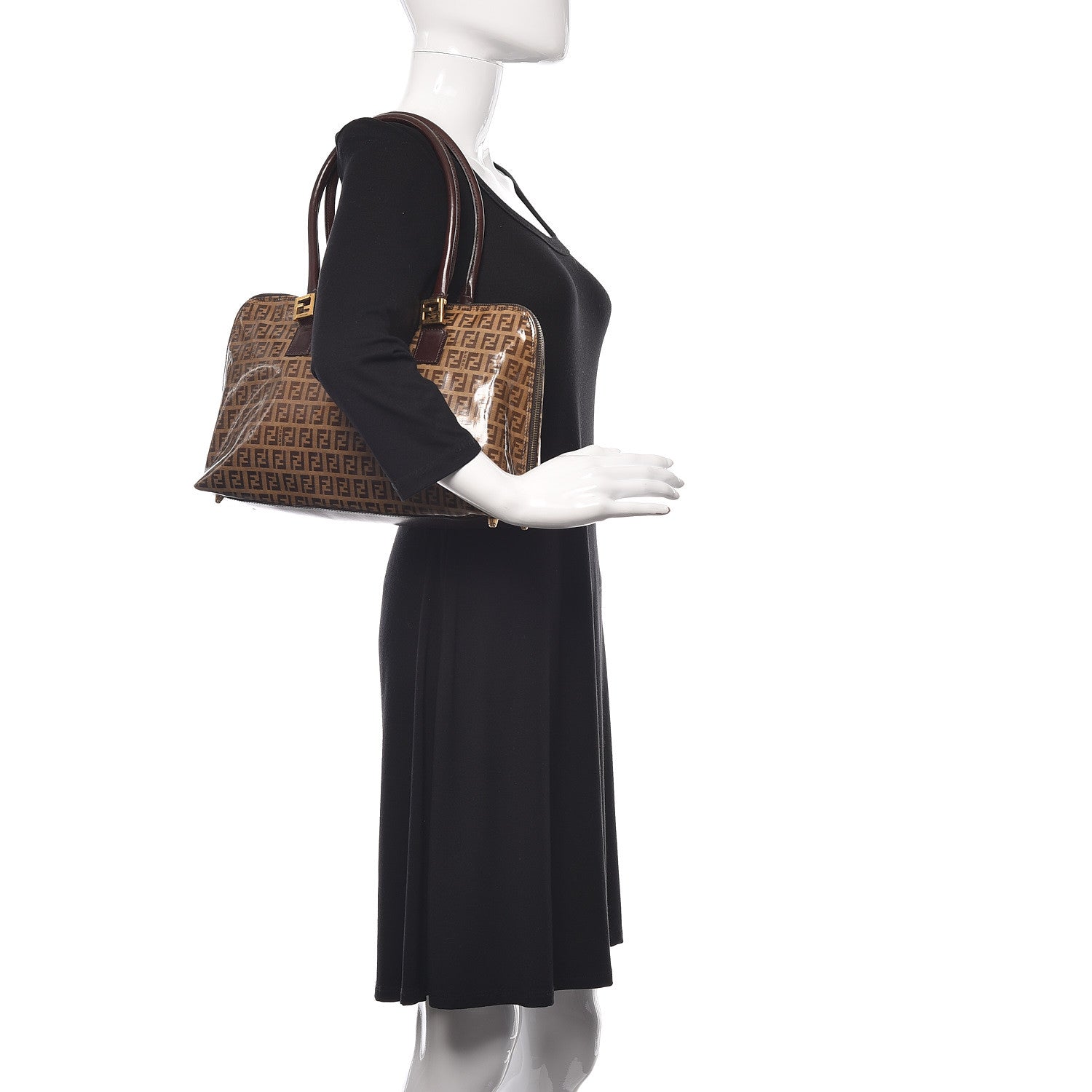 Fendi Vinyl Zucchino Shoulder Bag Tobacco 2 of 13