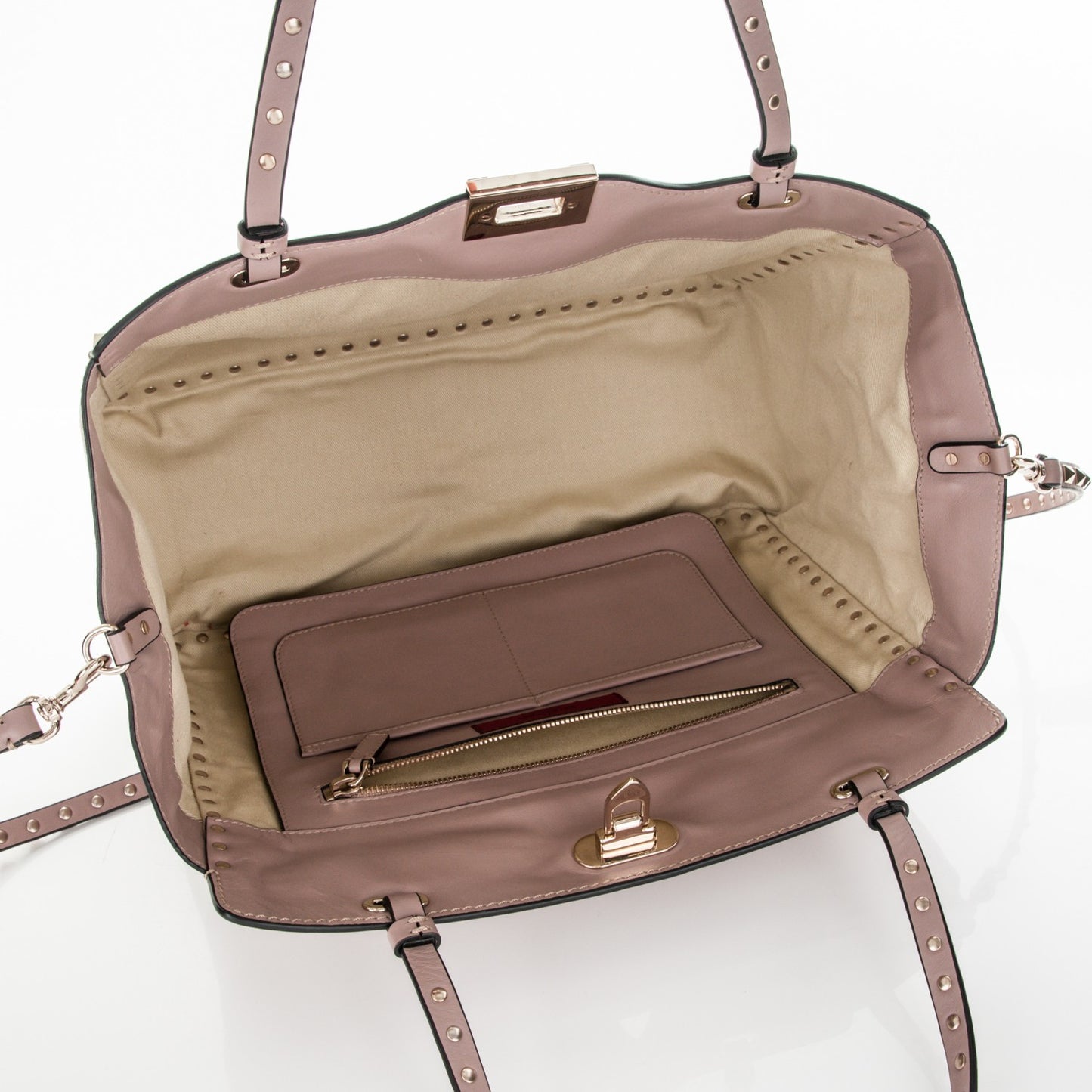 Vitello Medium Rockstud Tote Poudre