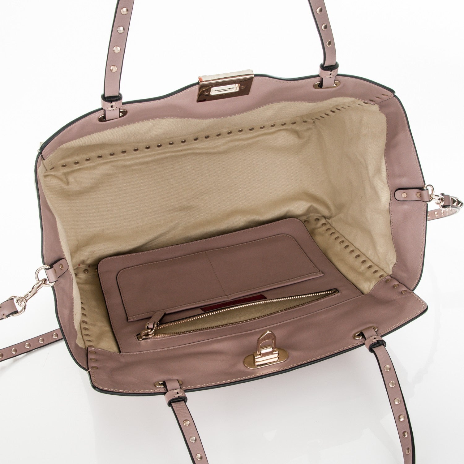 Valentino Garavani Vitello Medium Rockstud Tote Poudre 5 of 6
