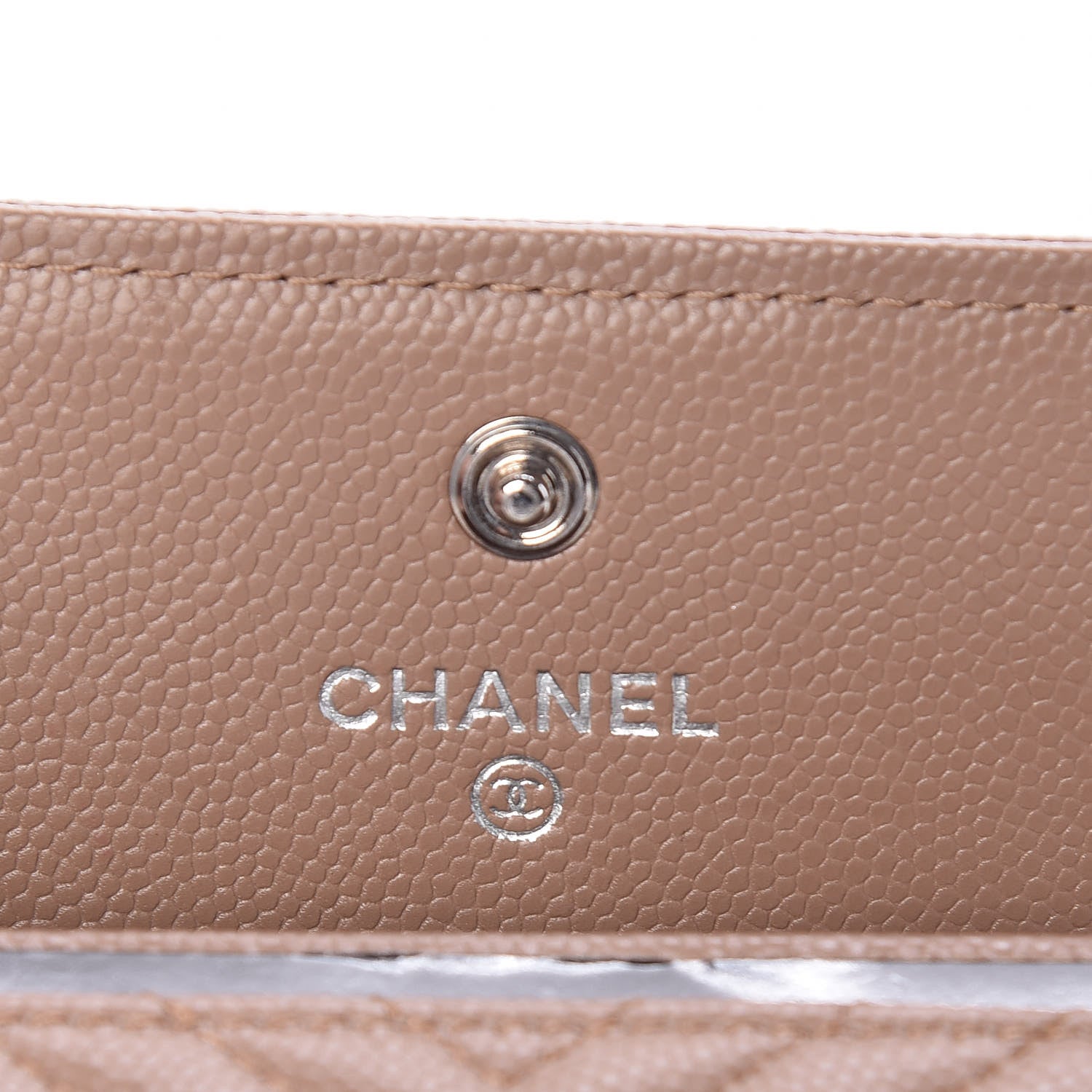 Chanel Caviar Chevron Quilted Boy Card Holder Wallet Dark Beige 6 of 11