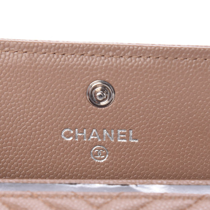 Chanel Caviar Chevron Quilted Boy Card Holder Wallet Dark Beige 6 of 11