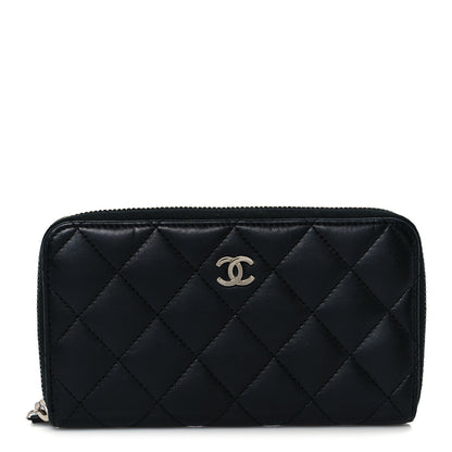 Chanel Lambskin Quilted Medium Zip Around Wallet Black 1 of 9