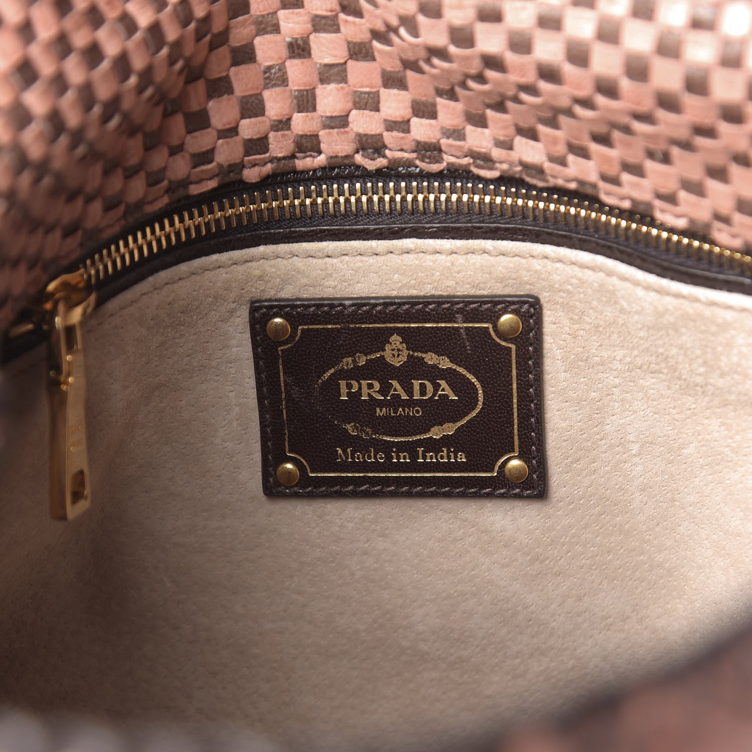 Prada Goatskin Woven Top Handle Satchel Petalo Caffe 8 of 10