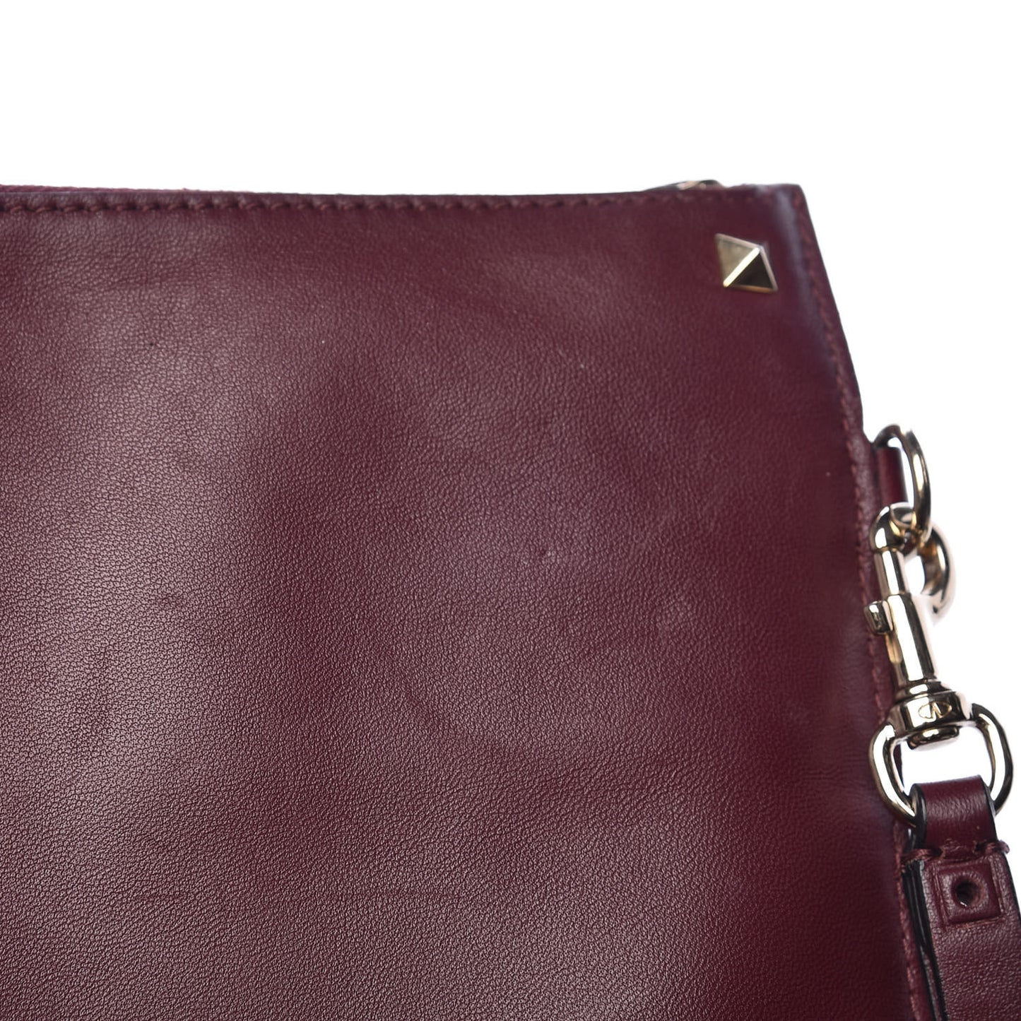 Vitello Rockstud Triple Zip Wristlet Pouch Multicolor