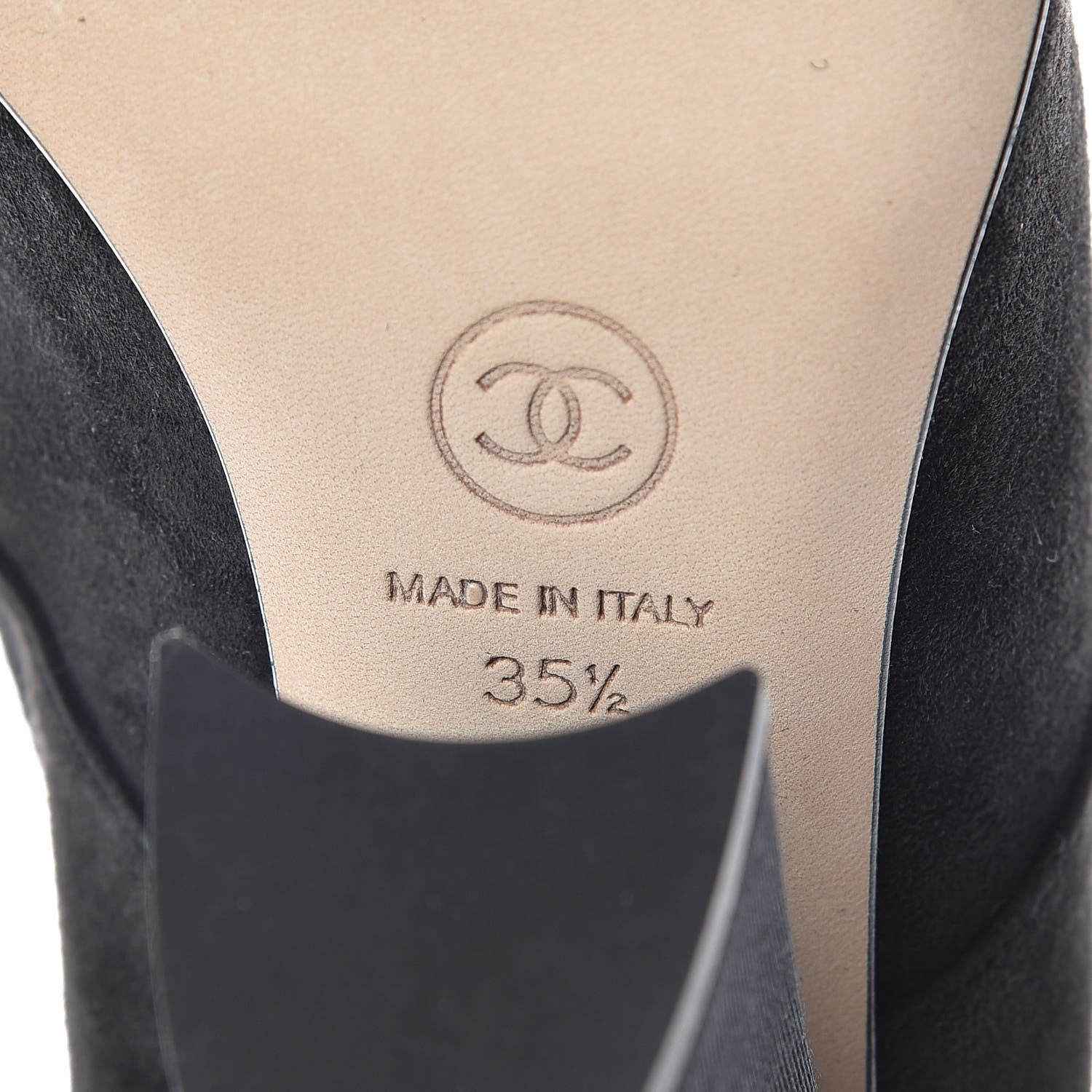 Chanel Suede Grosgrain Pearl Lace Up Booties 35.5 Black 6 of 9