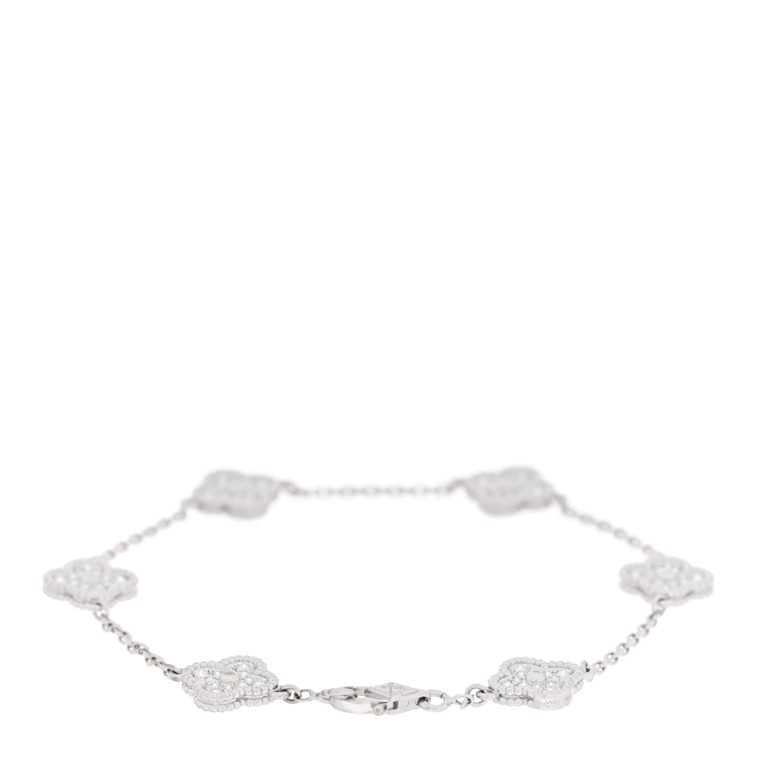 Van Cleef & Arpels 18K White Gold Diamond 6 Motifs Sweet Alhambra Bracelet 2 of 6