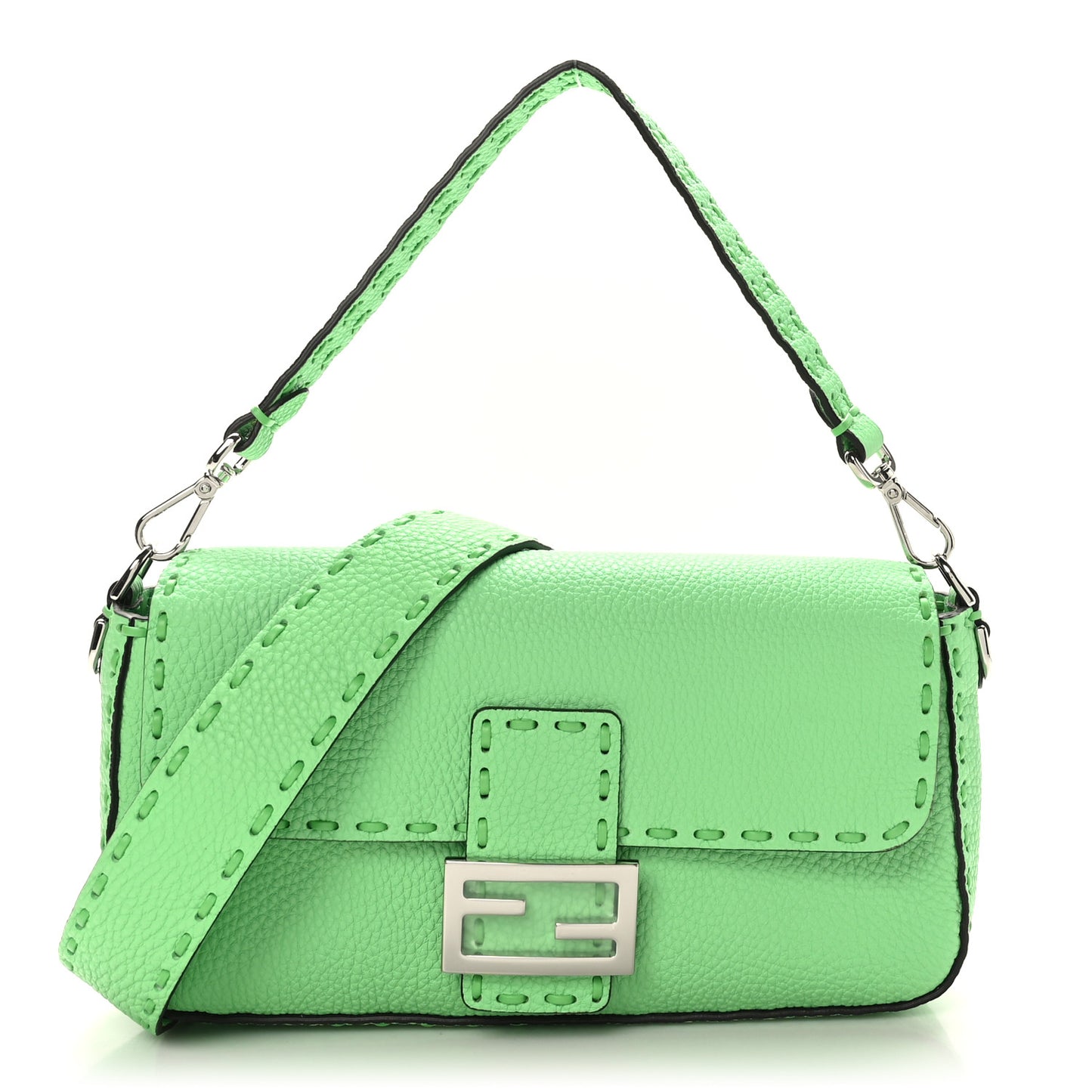 Cuoio Roma Sellerissima Nappa Sintetica Tape Stitch Baguette Edamame