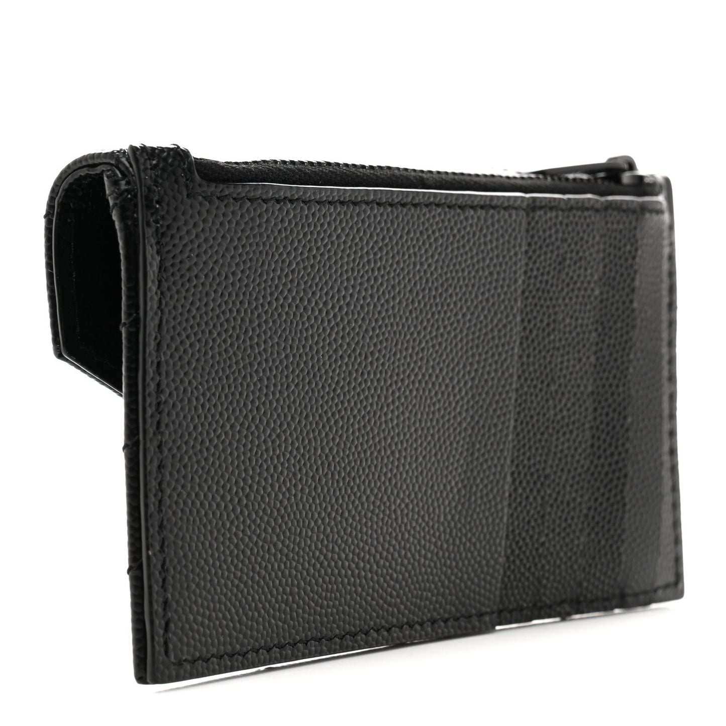 Grain De Poudre Matelasse Chevron Monochrome Flap Zippered Card Case Black