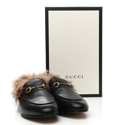 Gucci Malaga Kid Fur Womens Jordaan Loafers 41 Black Natural 9 of 9