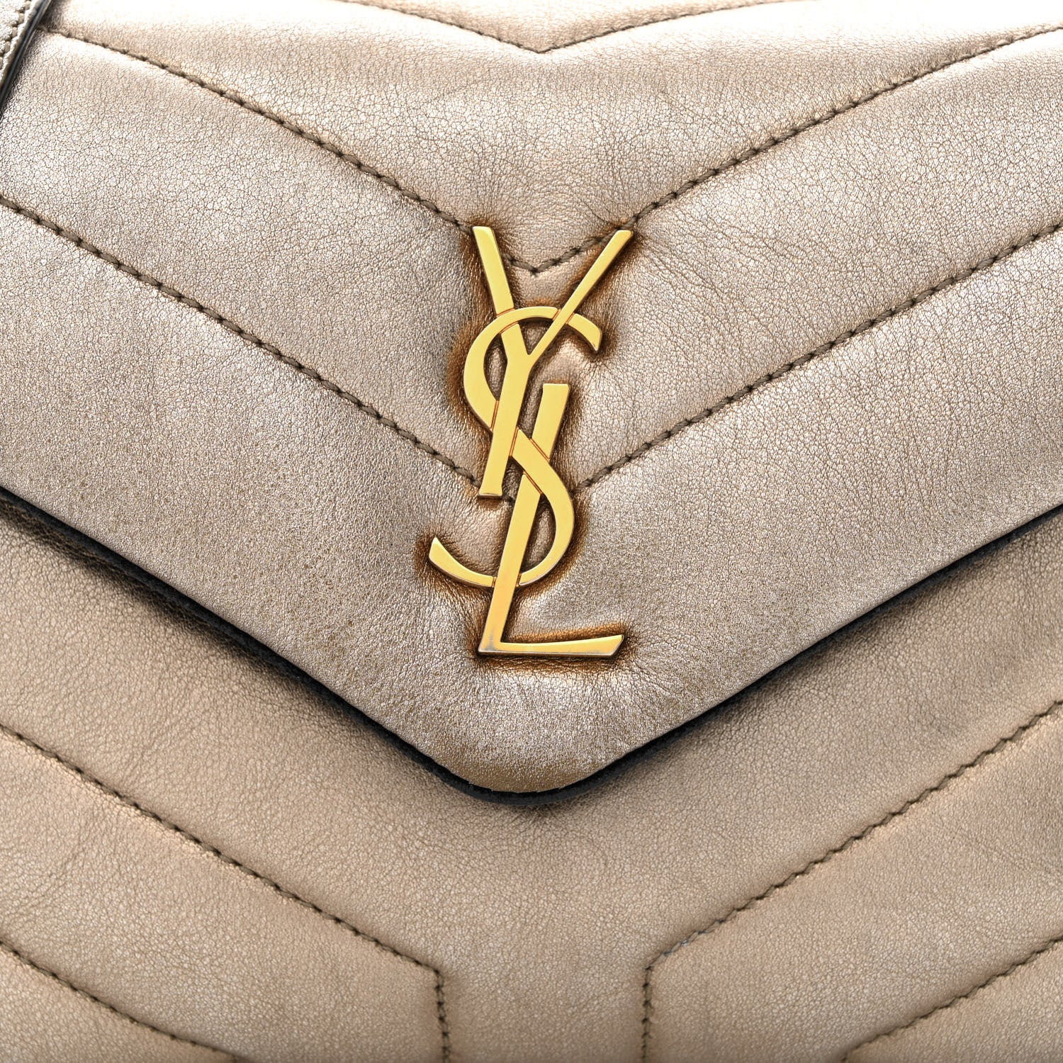 Saint Laurent Metallic Calfskin Y Quilted Monogram Toy Loulou Crossbody Bag Piombo 10 of 13