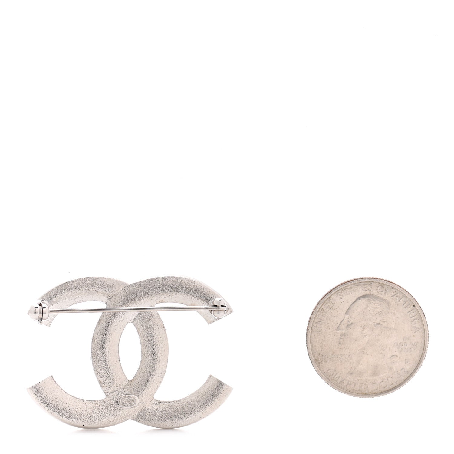 Chanel Crystal CC Brooch Silver 3 of 5