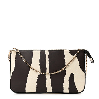Christian Louboutin Calfskin Zebra Print Loubila Chain Clutch Dark Brown 1 of 9