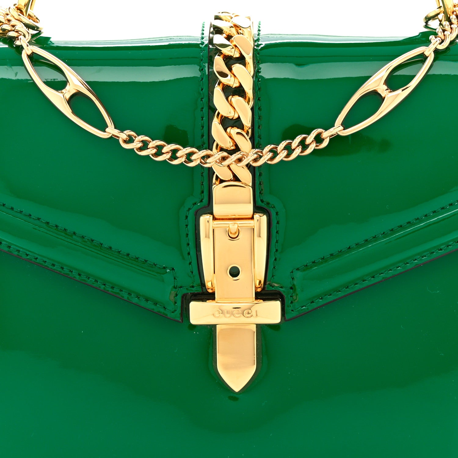 Gucci Mousse Top Patent Small Sylvie 1969 Top Handle Bag Emerald 8 of 10