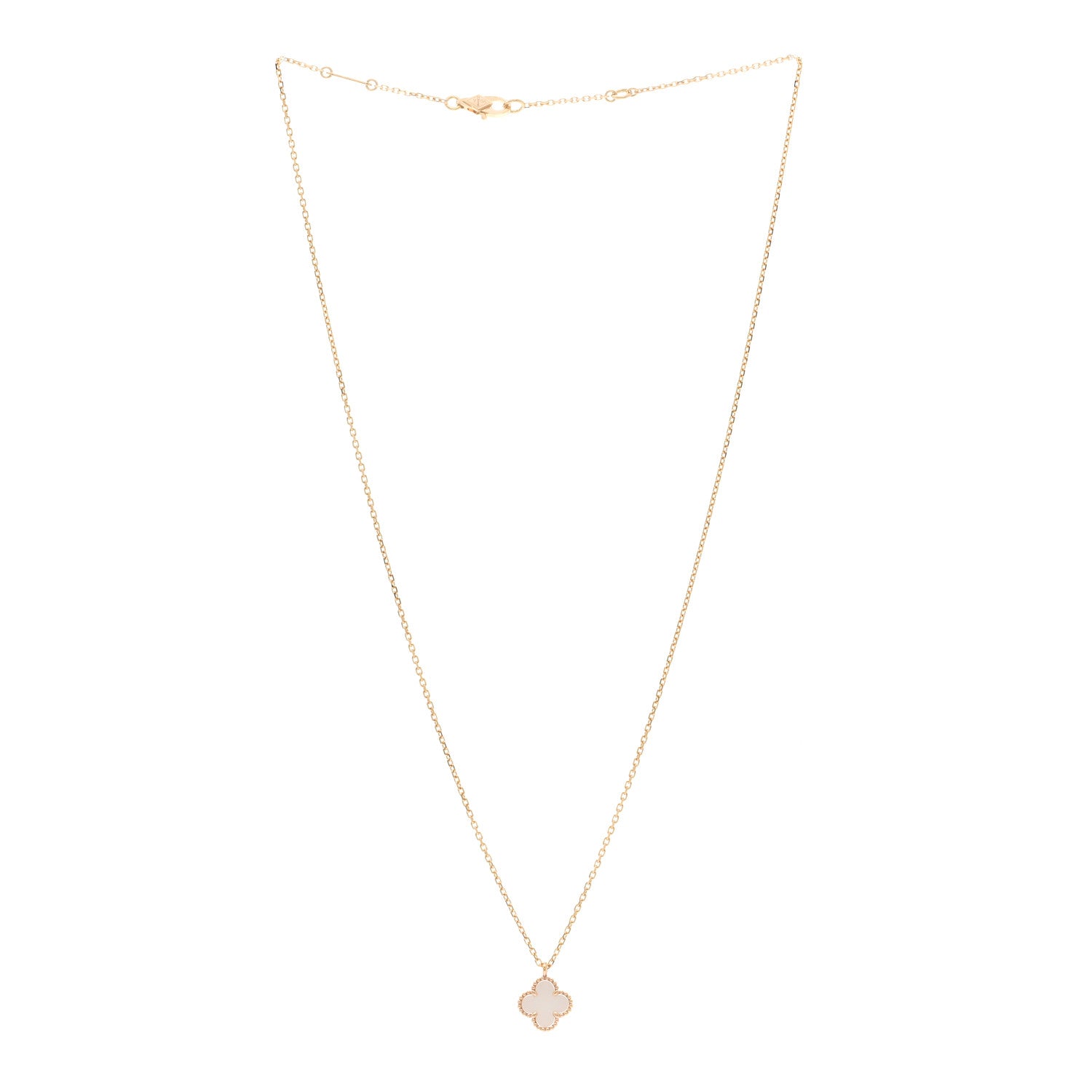 Van Cleef & Arpels 18K Yellow Gold Mother of Pearl Sweet Alhambra Pendant Necklace 3 of 6