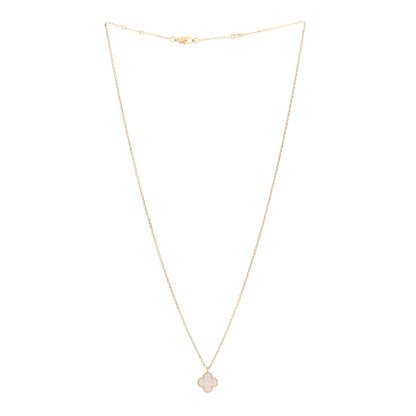 Van Cleef & Arpels 18K Yellow Gold Mother of Pearl Sweet Alhambra Pendant Necklace 3 of 6