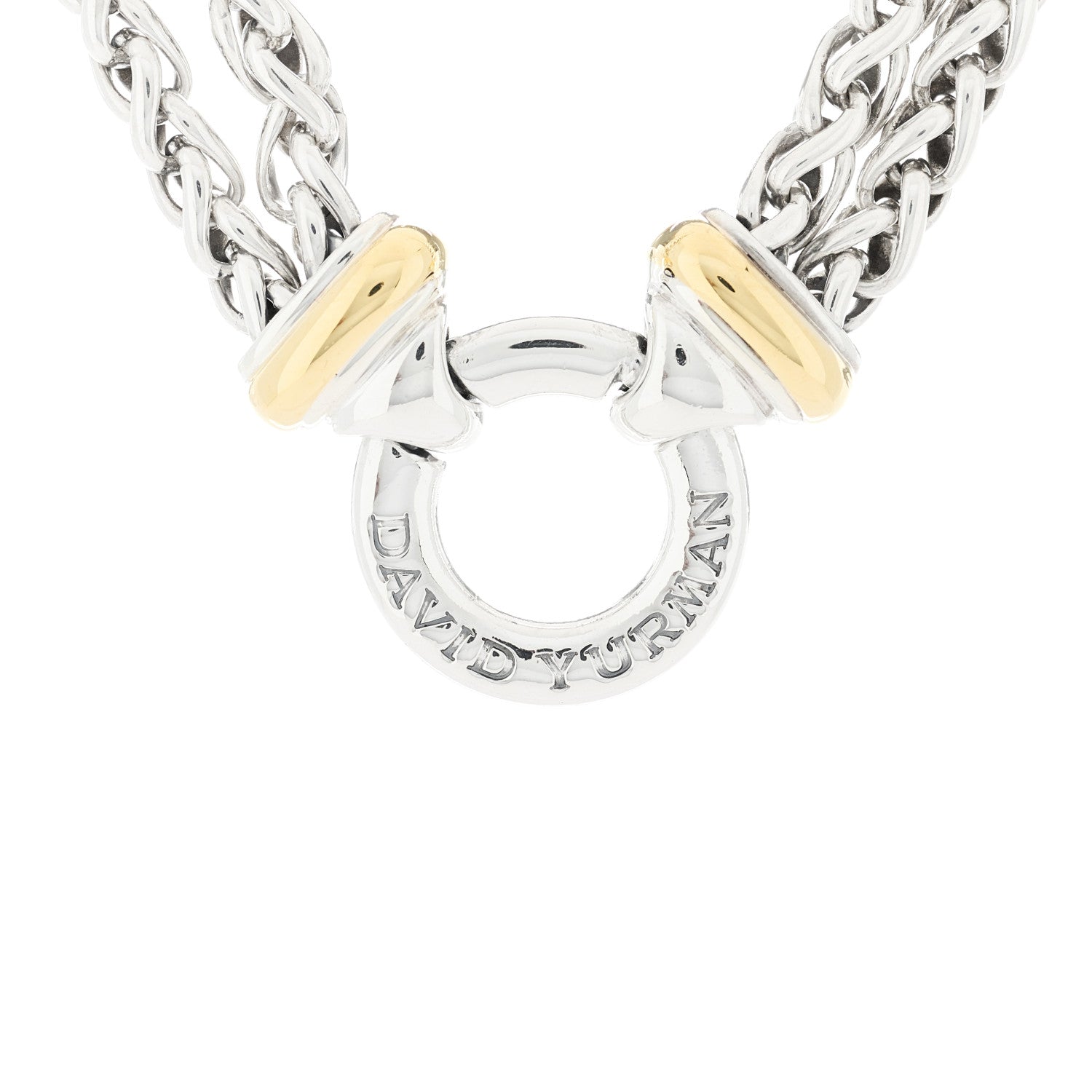 David Yurman Sterling Silver 18K Yellow Gold 8mm Double Wheat Chain Necklace 4 of 4