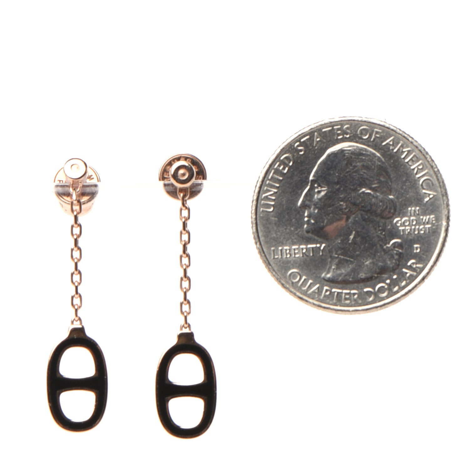 Hermes Rose Gold Lacquered Farandole Drop Earrings Black 2 of 5