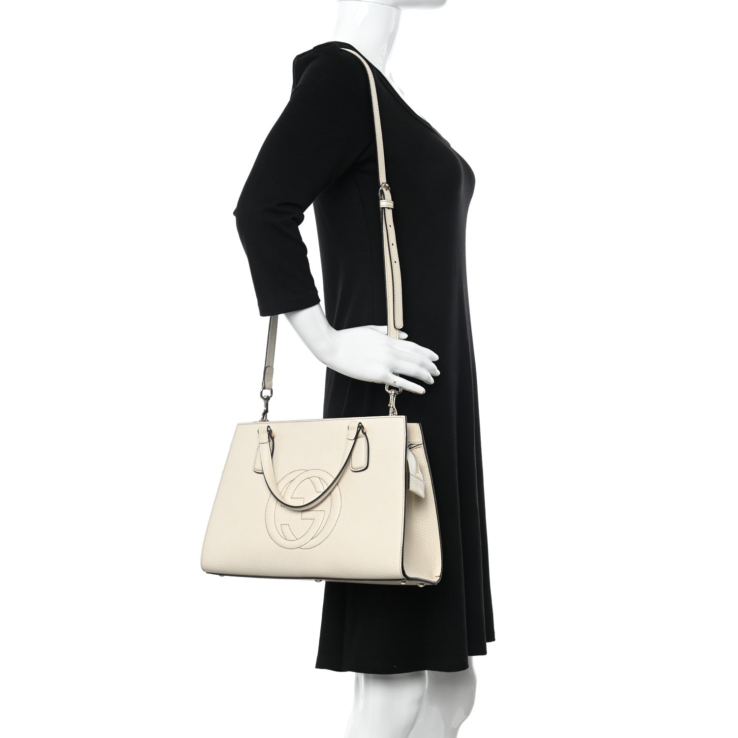 Gucci Dollar Calfskin Medium Soho Top Handle Satchel Ivoire 2 of 15