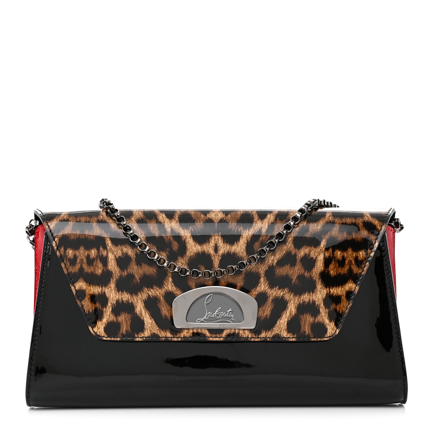 Christian Louboutin Patent Leopard Vero Dodat Clutch Brown 1 of 13