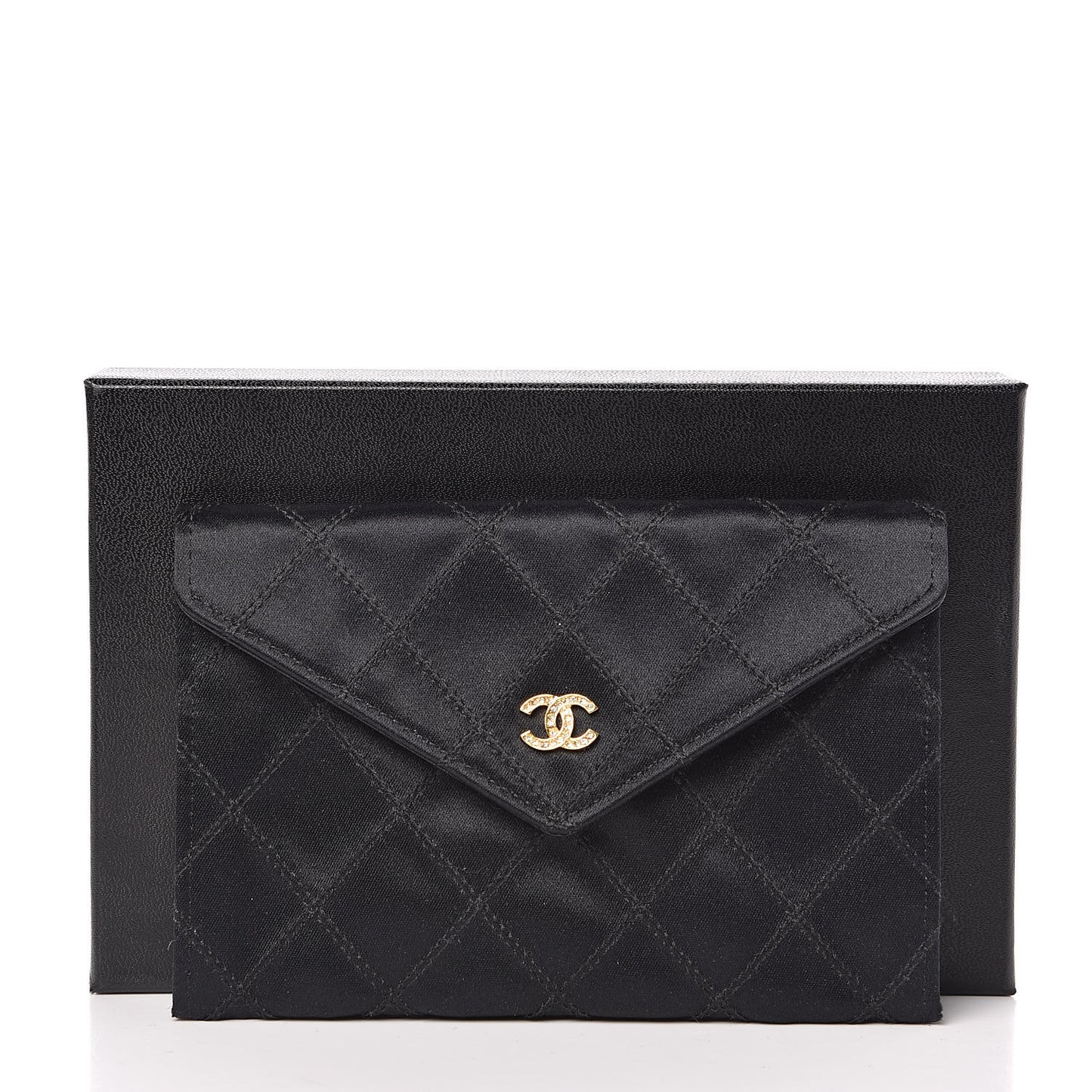 Satin Stitched Flap Card Case Black