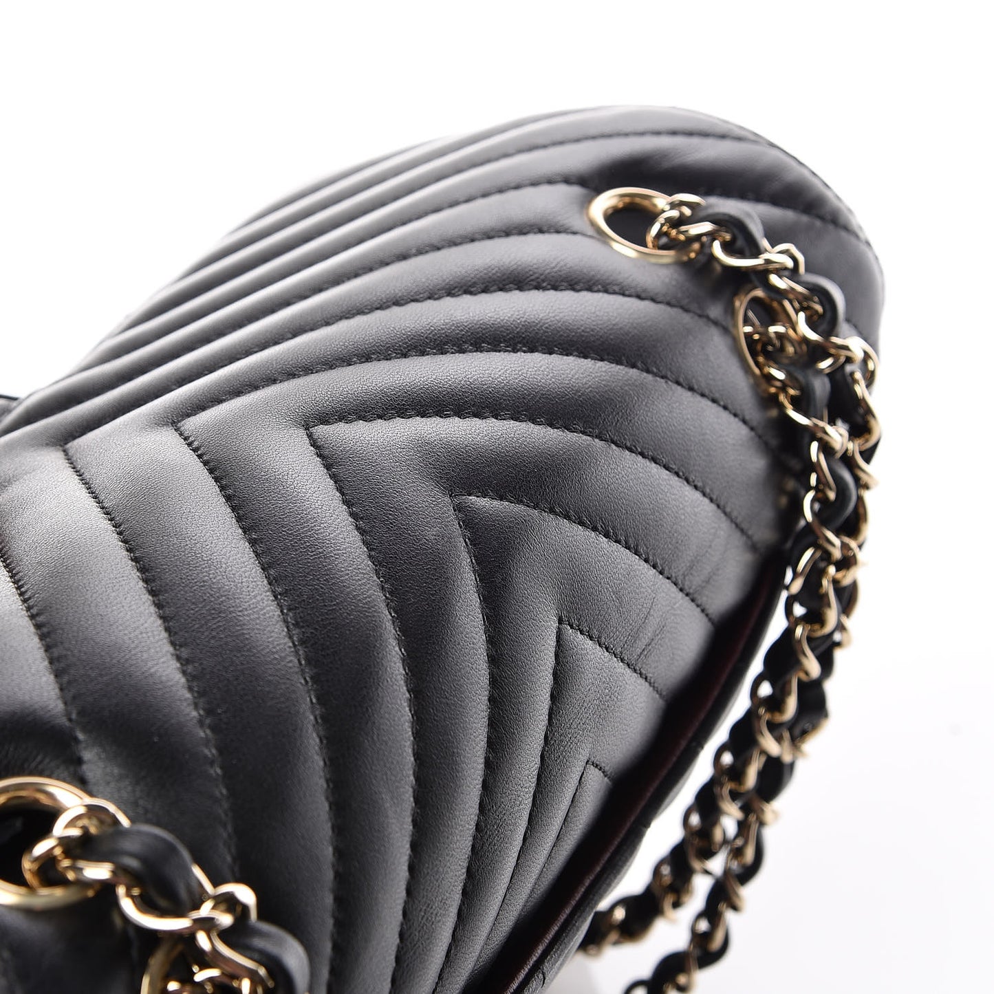Lambskin Chevron Quilted Medium Double Flap Black