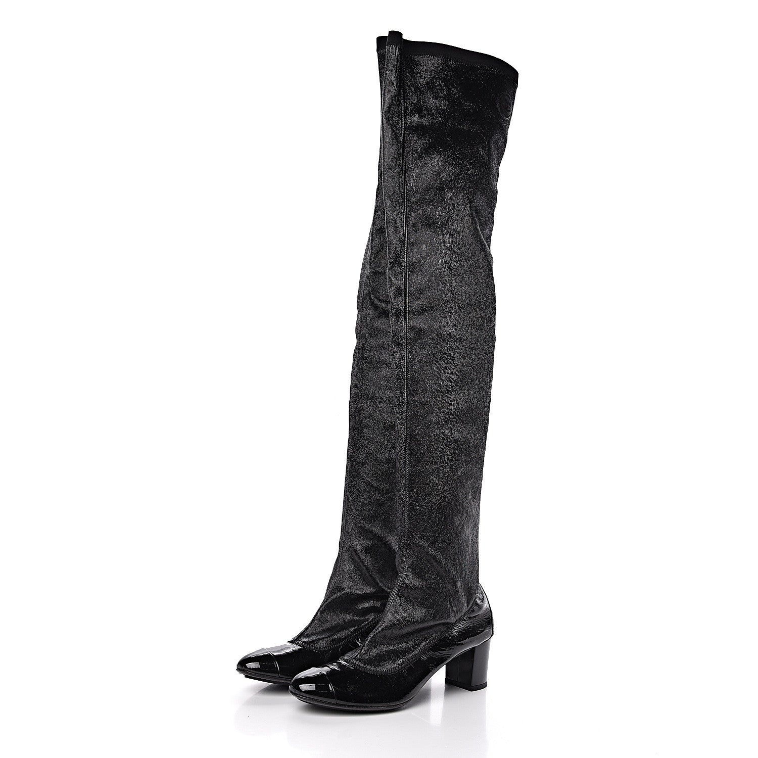 Chanel Patent Over The Knee Boots 38.5 Black 3 of 8