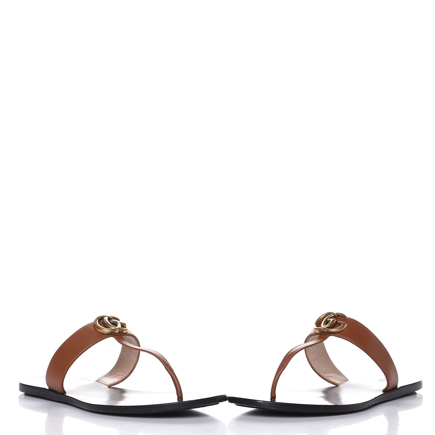 Gucci Calfskin GG Marmont Thong Sandals 42 Cognac 5 of 13