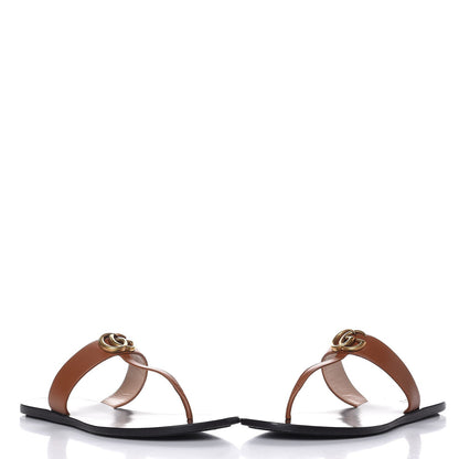 Gucci Calfskin GG Marmont Thong Sandals 42 Cognac 5 of 13