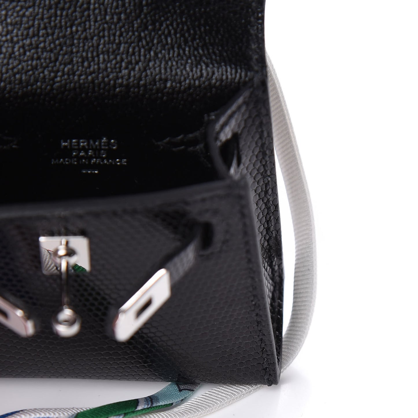 Lizard Mini Kelly Twilly Bag Charm Black