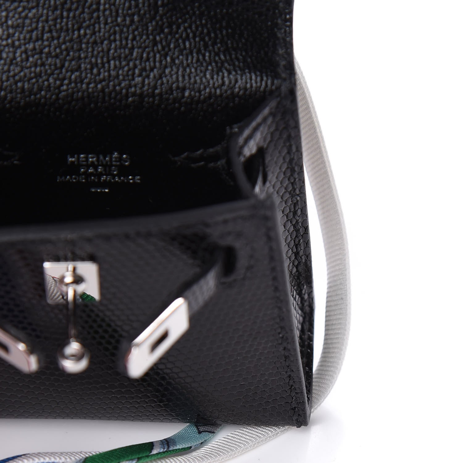 Hermes Lizard Mini Kelly Twilly Bag Charm Black 4 of 6