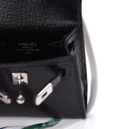 Hermes Lizard Mini Kelly Twilly Bag Charm Black 4 of 6