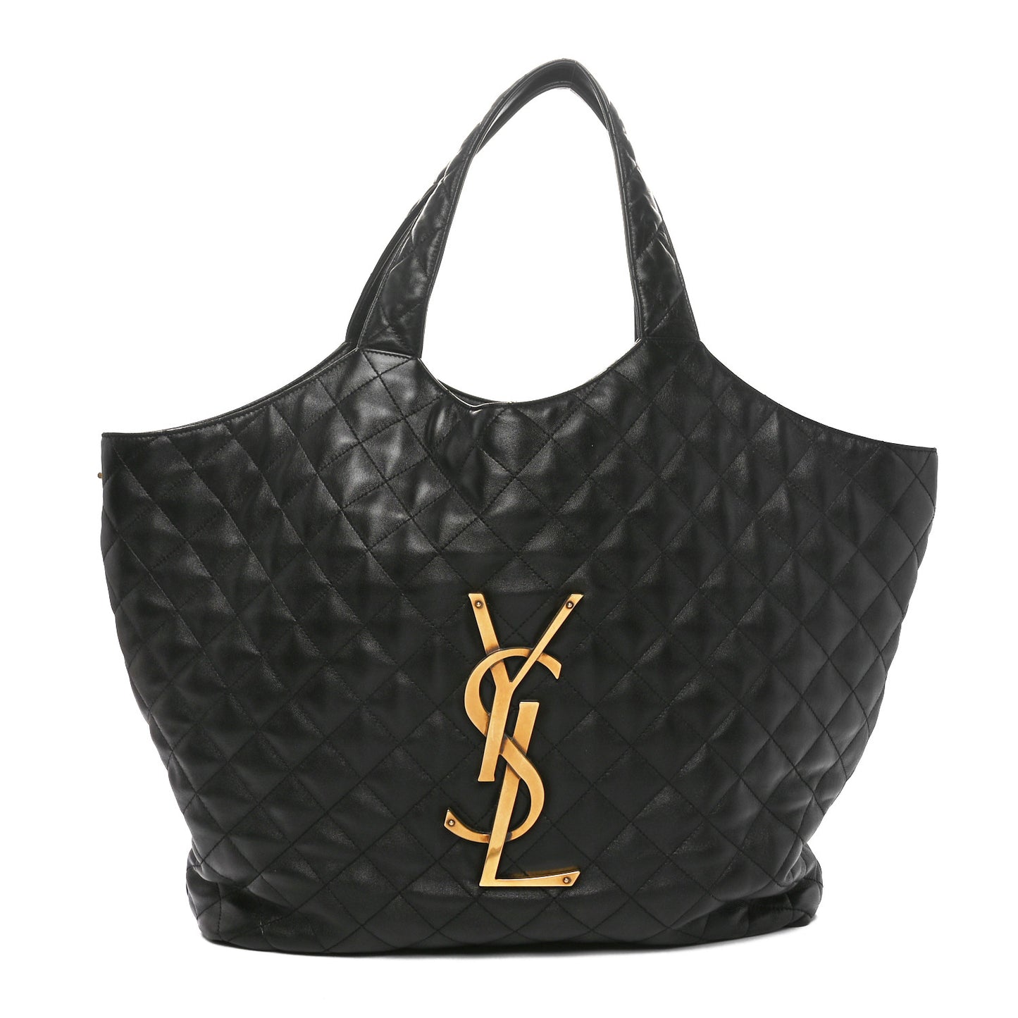 Lambskin Quilted Maxi Icare Shopping Tote Black
