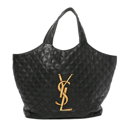 Saint Laurent Lambskin Quilted Maxi Icare Shopping Tote Black 1 of 11