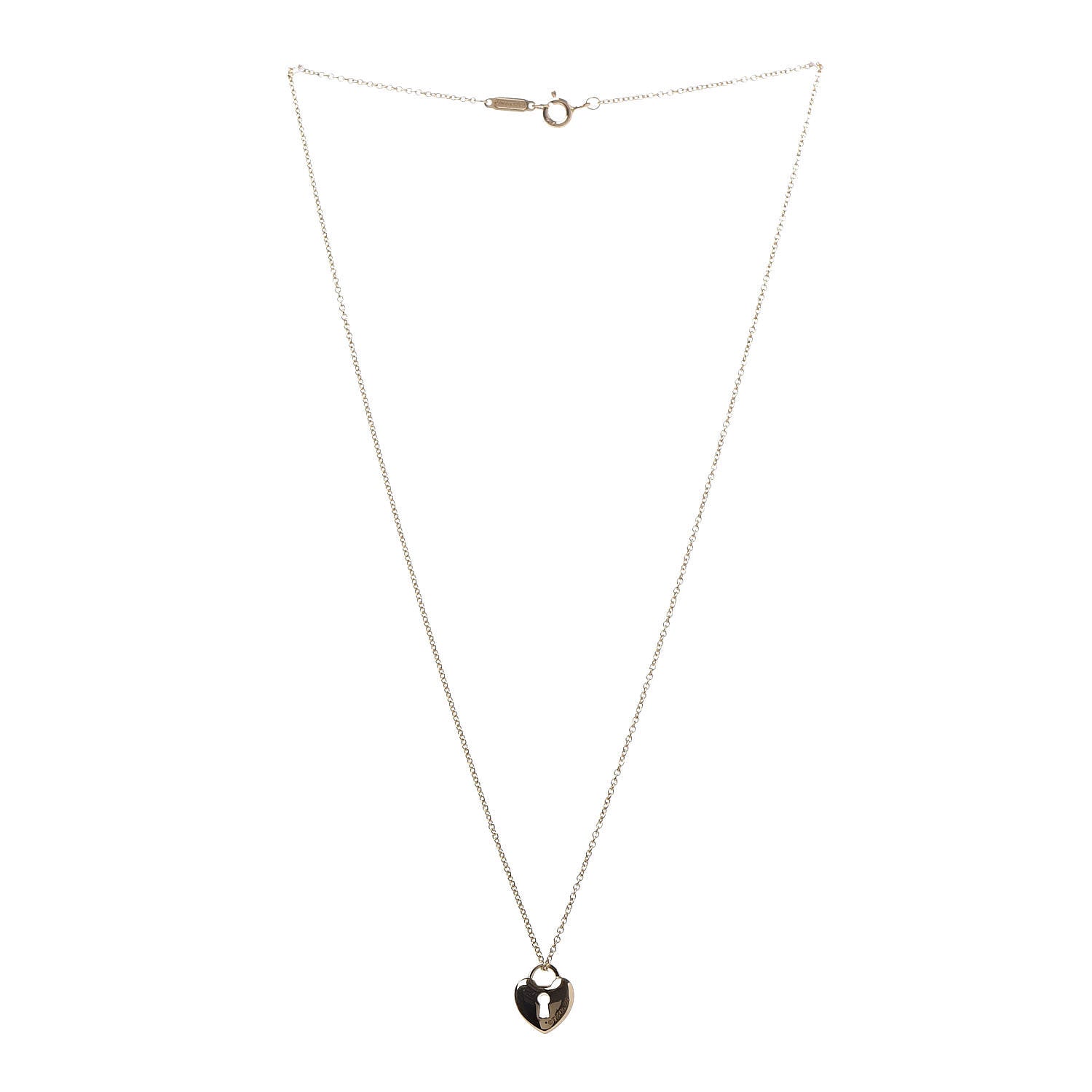 Tiffany 18K Yellow Gold Mini Heart Lock Pendant Necklace 3 of 7