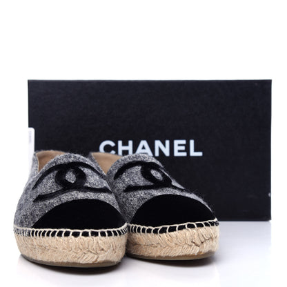 Chanel Tweed Velvet CC Espadrilles 41 Grey Black 12 of 12