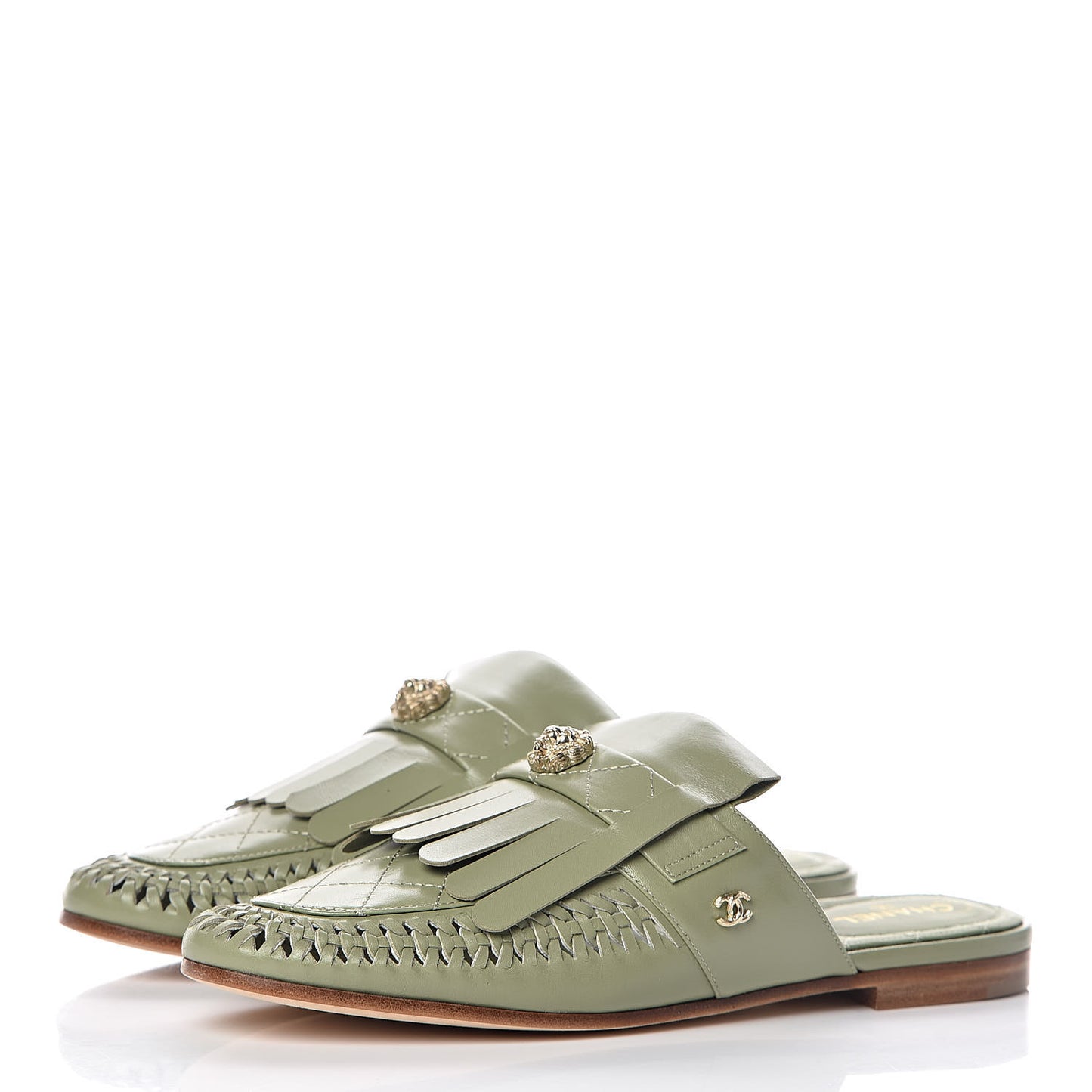 Lambskin Kangaroo Mules 39.5 Light Green