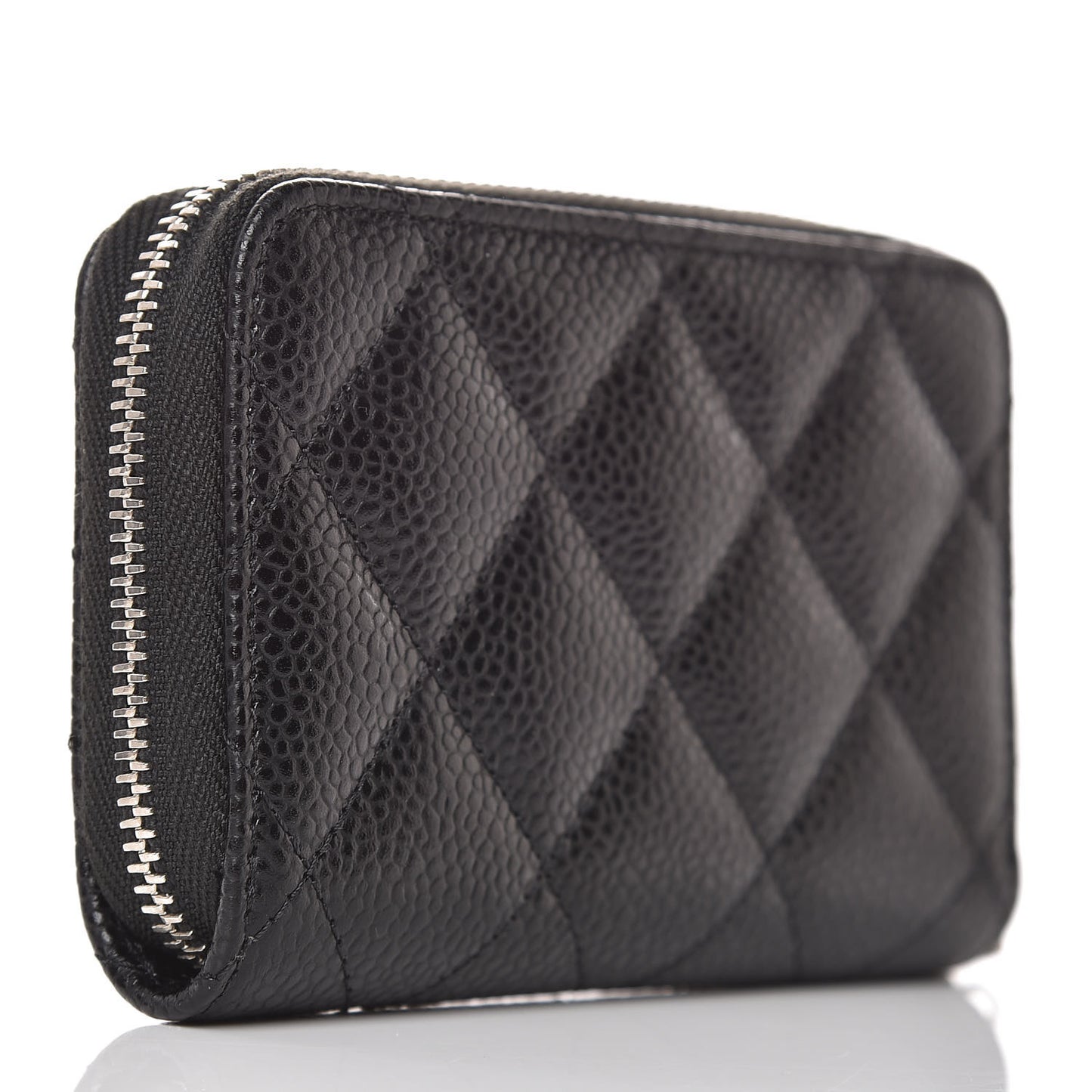Caviar Quilted Zip Coin Purse Black